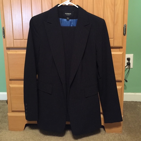 Express Shimmer Blue and Black Pant Suit