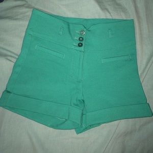 High-Waisted Turquoise Shorts