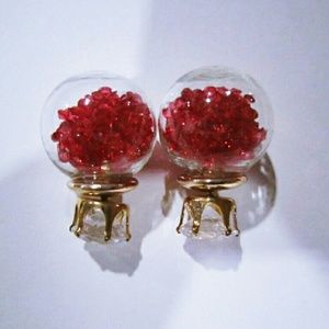 10 / $10 - Red beads bulb double stud earrings