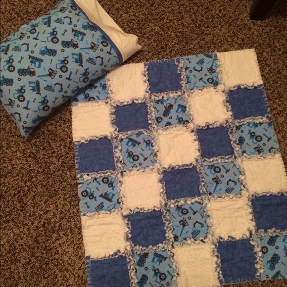 Other - Handmade baby/toddler rag quilt and pillow set.
