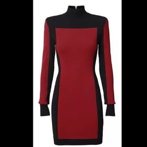 BALMAIN womens red turtle neck dress