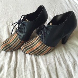 Anthropologie Lucky Penny Plaid heels