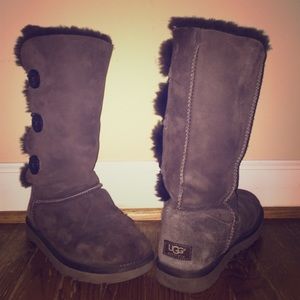 New Brown Bailey Button UGGs tall
