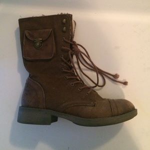 Brown Roxy Brand Hipster Combat Boots