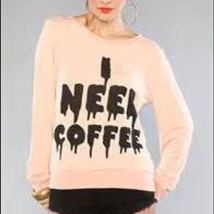WIldfox Light pink I want coffee sweater top!! S