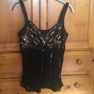 Beautiful sequence, silk tank / side zip 8P petite