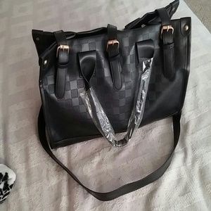 Large Black Checkered Bag