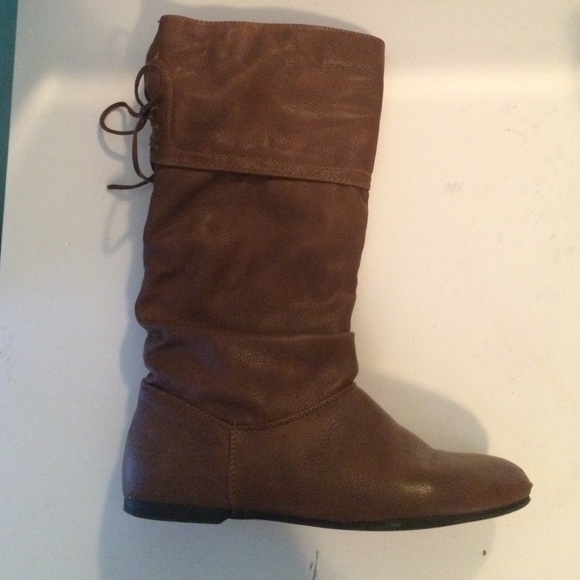 Brown Tall Boots with Laces in the Back