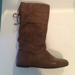 Brown Tall Boots with Laces in the Back