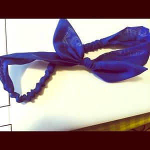 Blue bow headband