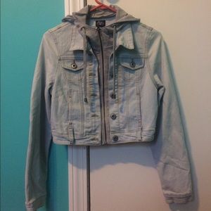 cropped hooded jean jacket