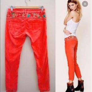 Free People Embroidered Corduroy Pant