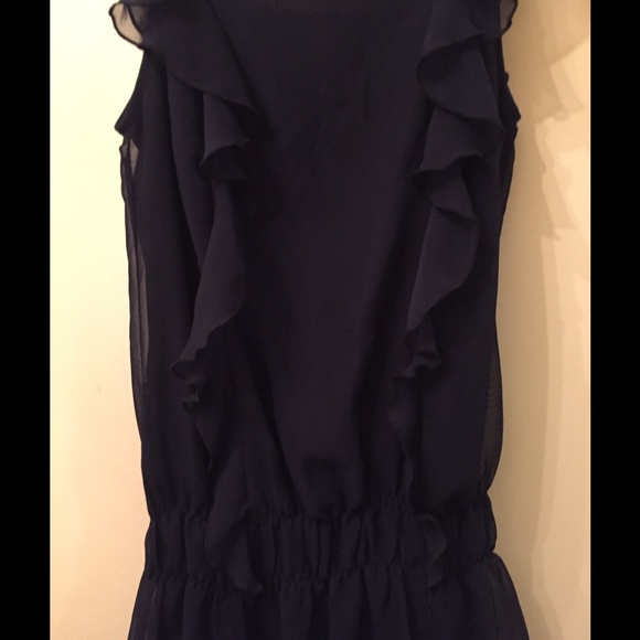 Navy Ruffle Dress - Picture 2 of 4
