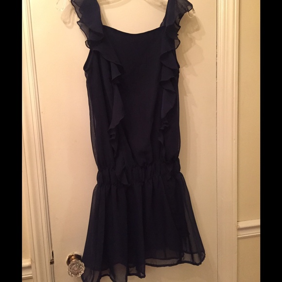 Navy Ruffle Dress - Picture 4 of 4