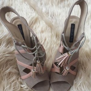 The Tia Pink Lace-up Heels