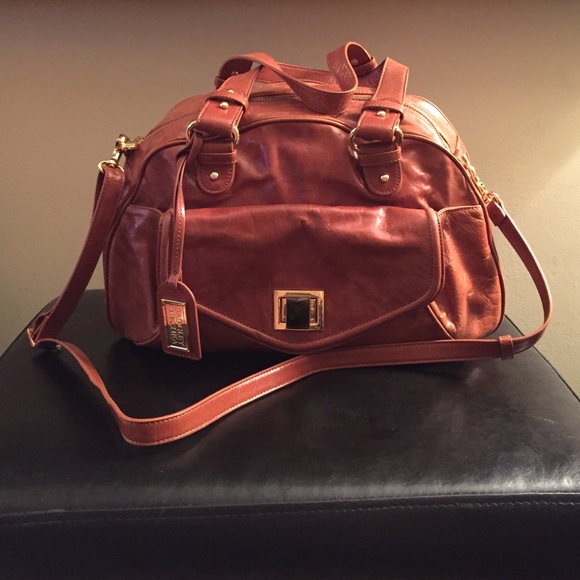 Large Badgley Mischka chestnut handbag.