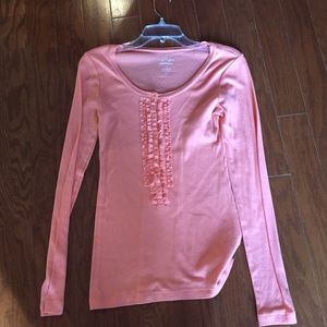 Peach long sleeve with ruffle detail