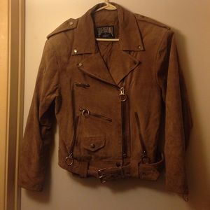 Vintage Brown Suede Moto Jacket Women's  Medium