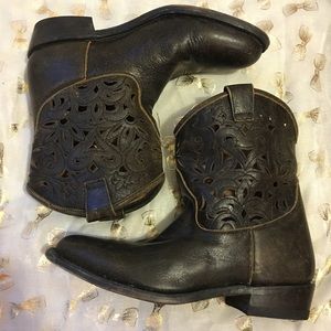 Ash Julian Leather Cutout Cowboy Booties