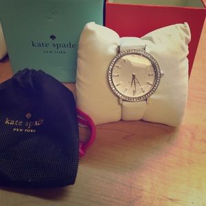 Kate Spade silver/white leather watch