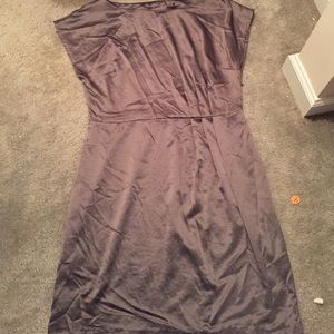 Short gray satin holiday dress