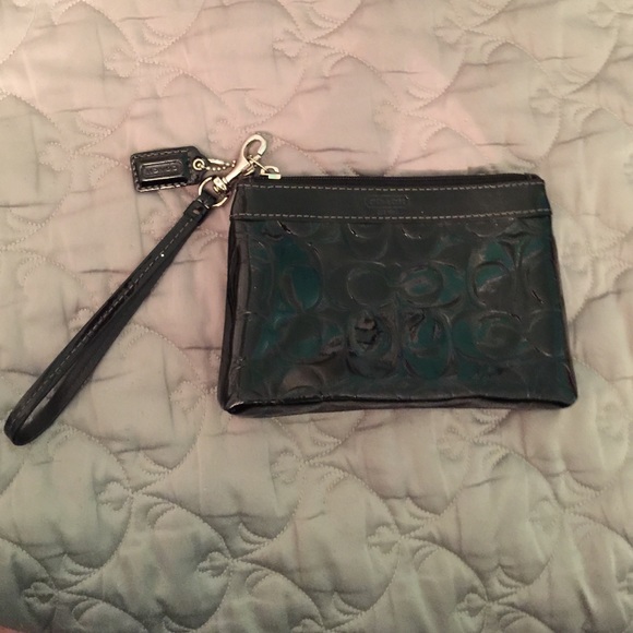 Black Coach Patent Leather Wristlet