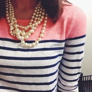 Striped J. Crew three-quarter sleeve shirt