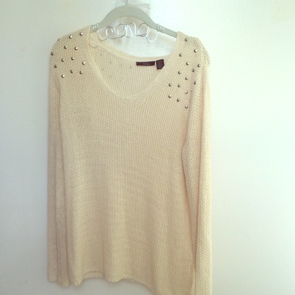 Silver studded cream sweater