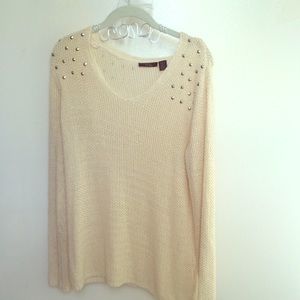 Silver studded cream sweater