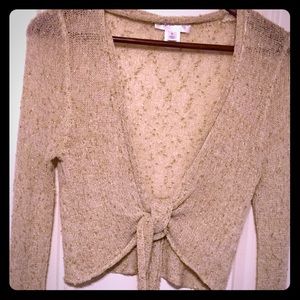 White House Black Market Tie Front Cropped Cardi
