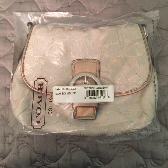 Brand New Gold Coach Cross Body Bag