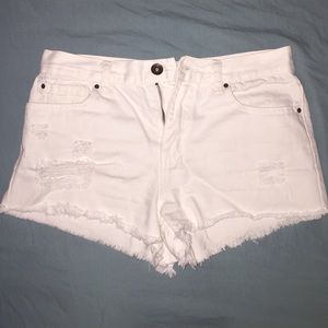 High waisted white shorts