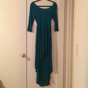 High low teal dress