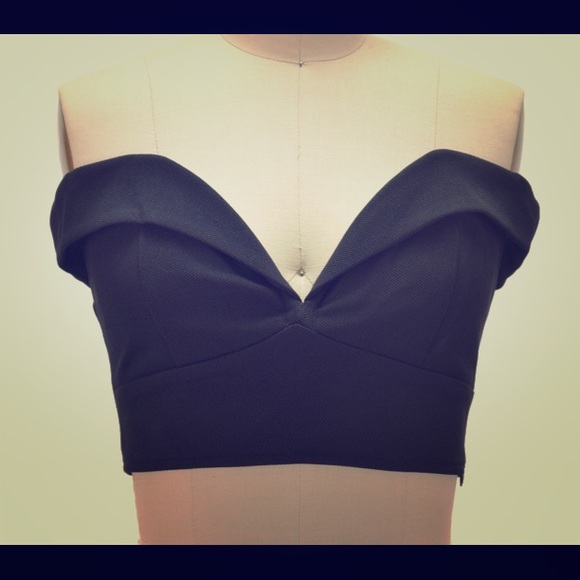 Black Bardot Neckline Crop Top