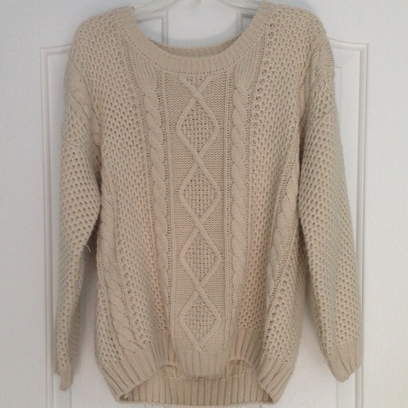 Sweaters - Cable Knit Beige Sweater
