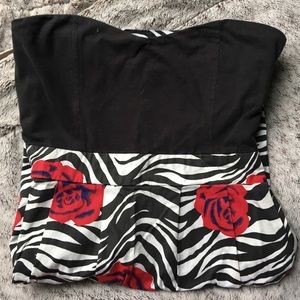 Zebra & Roses Printed Dress