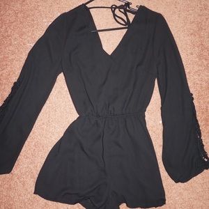 Lace sleeved romper