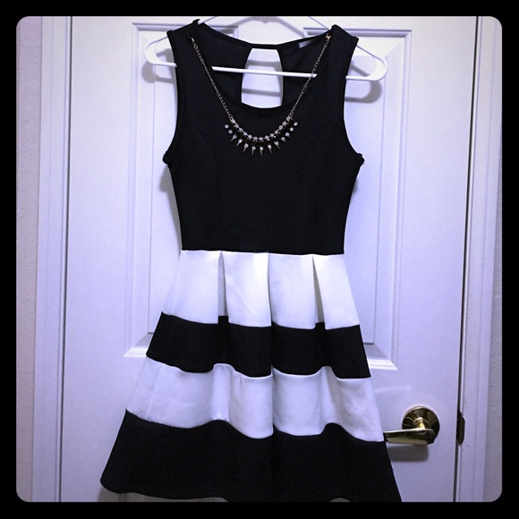 Papaya Black and White bejeweled dress!