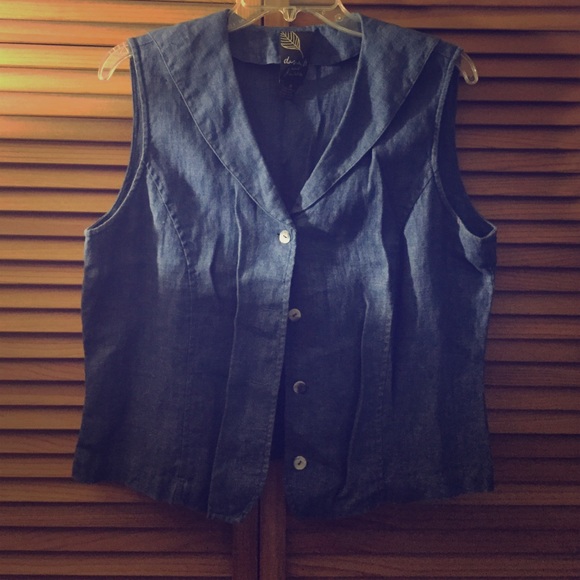 VINTAGE vest, 100% linen, denim look.