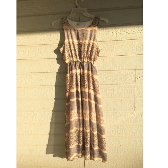 Beige and navy blue dress