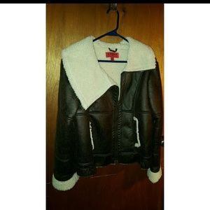 Faux leather jacket with wool