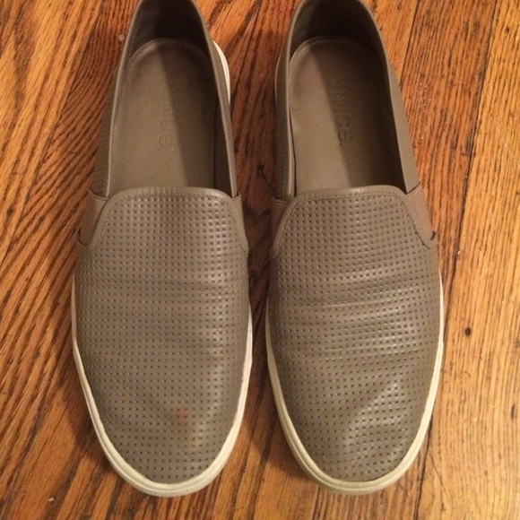 Vince slip on grey leather shoes