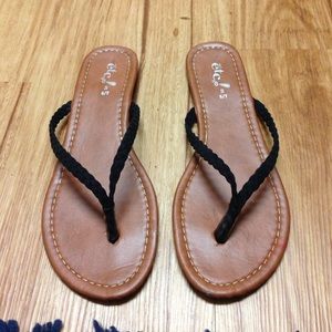 Black braided flip flops