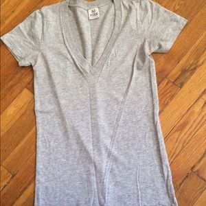 Deep V Heather Gray Top