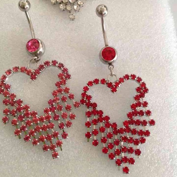❤️Sweet 14g Heart ring dangle tassels,belly ring.