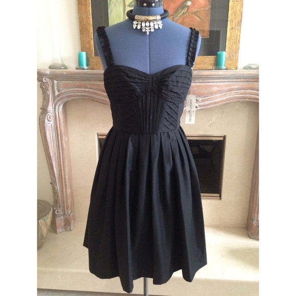 Maggy London Dresses & Skirts - Black matte taffeta hand pleated dress