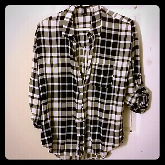4th of july sale!!! Plaid black and white shirt