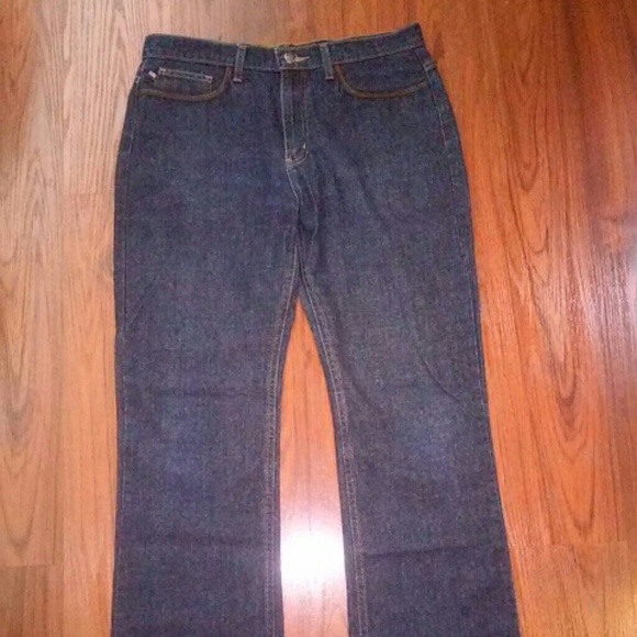 Ralph Lauren Blue Jeans with Brown Leather Trim