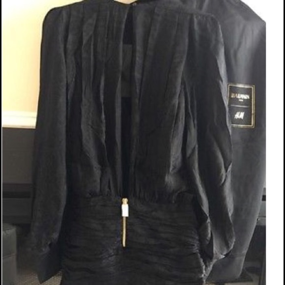 Balmain H&M weave silk mini black dress size 8 - Picture 2 of 4