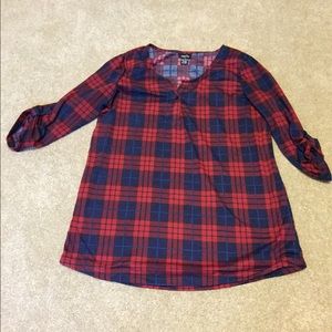 Plaid 3/4 sleeve top